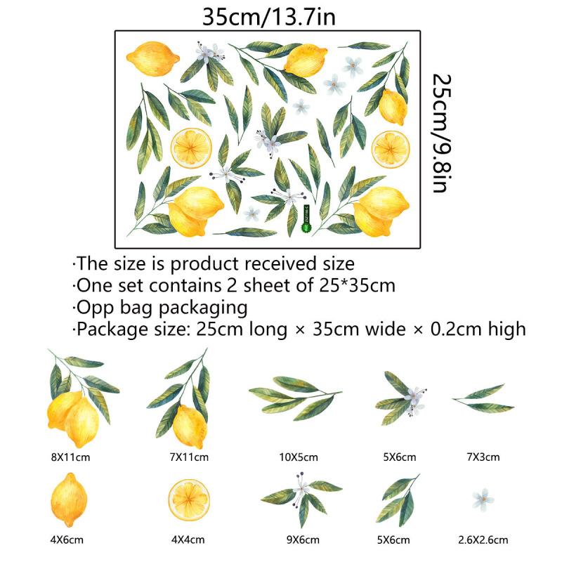 2pcs/set Fresh Fruit Wall Stickers Decoration Children's Room Background Wall Decoration