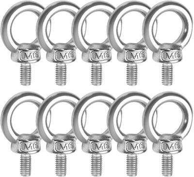 Set of 10 M6 12mm Eye and Bolts with M6 Female and for Fixing and Stainless for Rope and Wire Bolts, Screws, Threads, Nuts, Screws, Hanging, Steel,