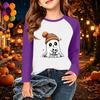 Kids Halloween Print Long Sleeve T-Shirt Casual Round Neck Top for Party and Daily Wear
