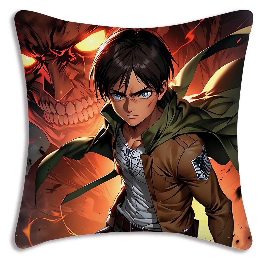 Anime Attacks on Titan Pillow Covers Cartoon Sofa Decorative Home Double-sided Printing Short Plush Cute Cushion Cover