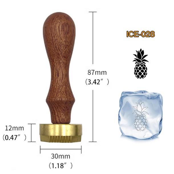 Штамп для льда со съемной латунной головкой и деревянной ручкой — винтажный брендинг 1,18 дюйма для кубиков льда, коктейлей, виски, напитков мохито — изготовление барных изделий своими руками ICE-028