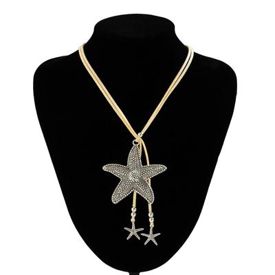 Moteanheng Skjell Kravebenskjede Y2K Tilbehør Bohemsk Stil Sjøstjerne Halskjede Gull Strand Choker Jenter