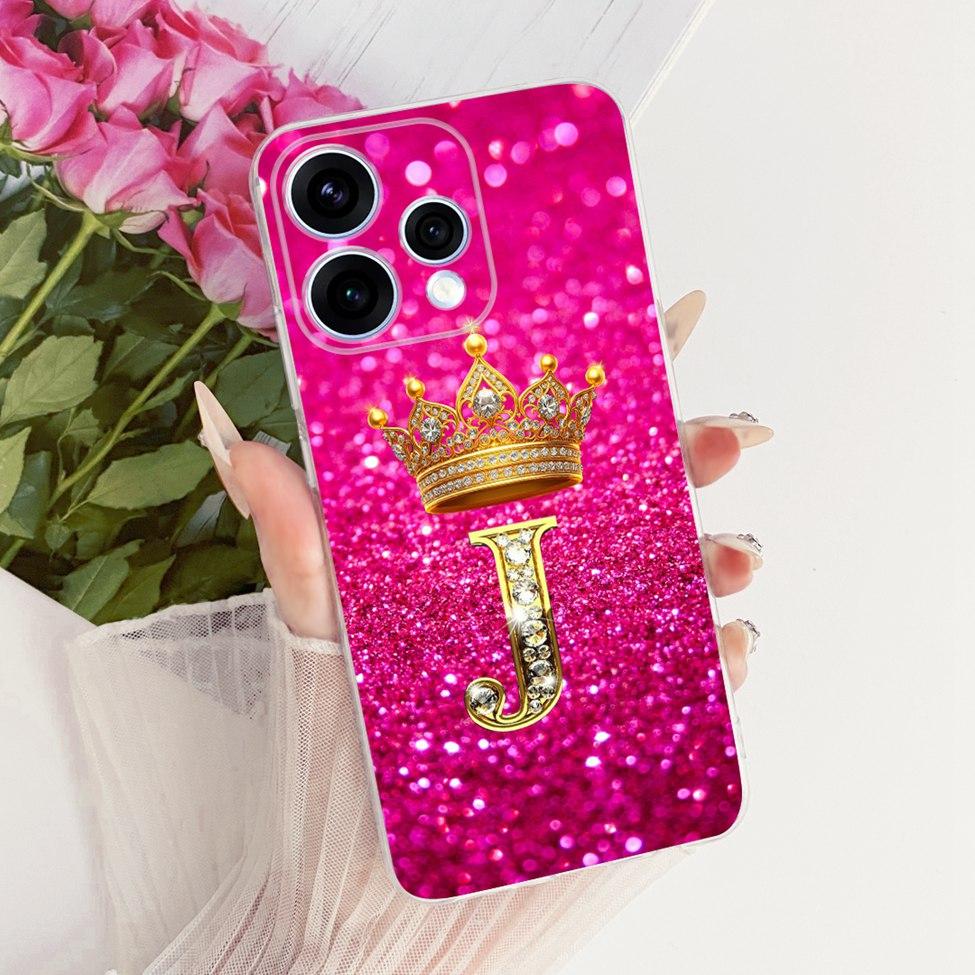 Clear Case For Oppo Reno15 5G Cover Luxury A-Z Letters Fashion Boys Girls Cool Crown Soft Casing For Oppo Reno15 CPH2825