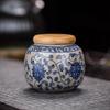Bocal à Thé Bleu et Blanc en Céramique Récipient Anti-Humidité pour Poudre Pot à Épices Chinois Boîte pour Poudre de Masque Facial Accessoires de Cérémonie du Thé