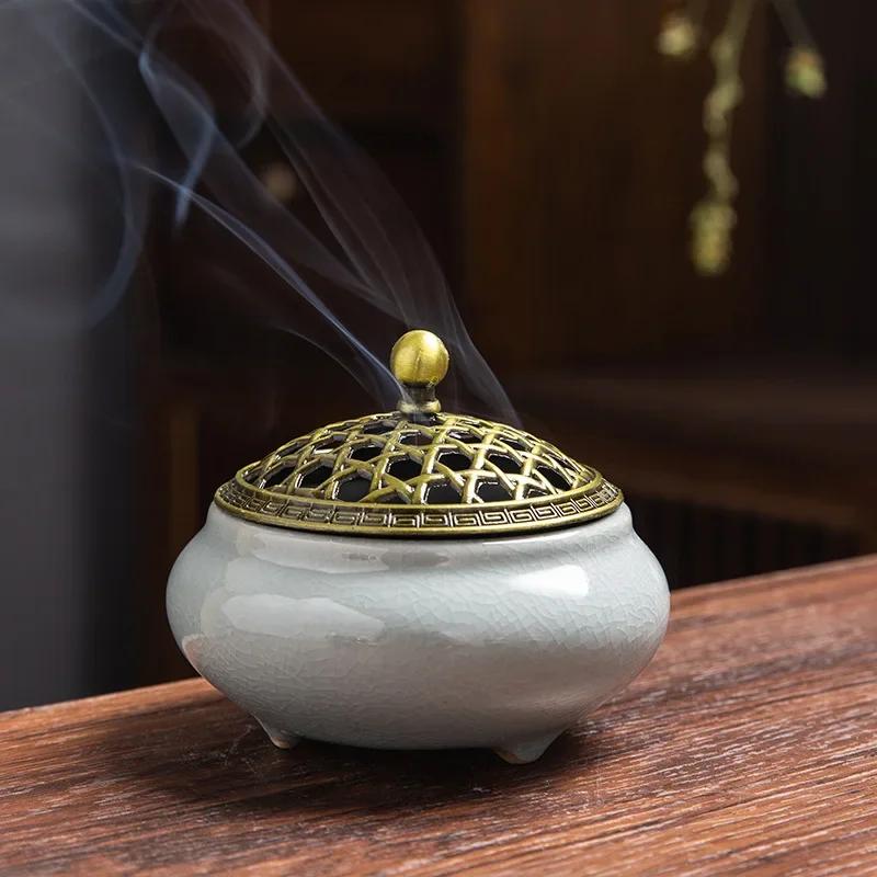 Ceramic Incense Burners Holder Coil Cones Stick Incense Buddhist Home Decor Tearoom Yoga Room Desktop Ornaments Aroma Burner