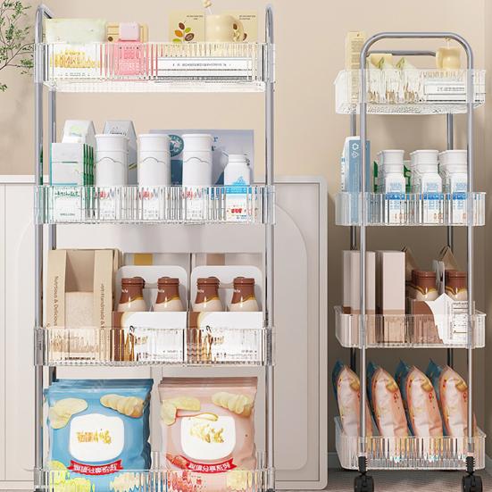 4 Mobile Kapazität Lagerregal mit Schicht Krimskrams Organizer Transparentes Badezimmer