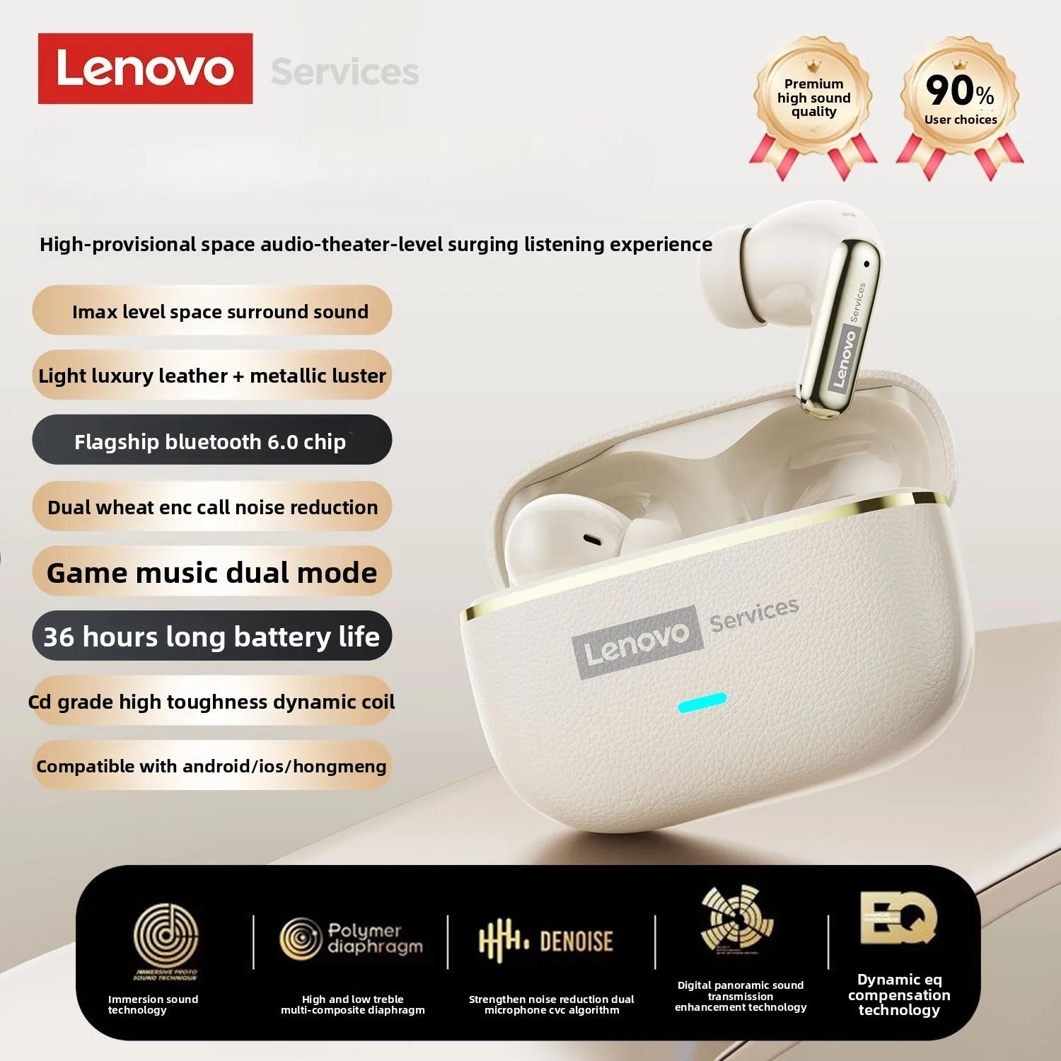 

Беспроводные наушники Lenovo LE208 TWS Bluetooth 6.0 Стерео Наушники с шумоподавлением ENC 38 мс Низкая задержка Игровая гарнитура с микрофоном бежевый