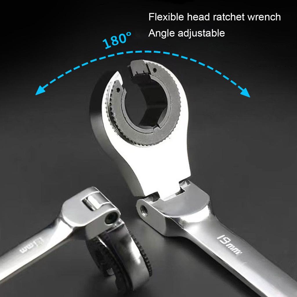 VBESTLIFE 19mm Open Flex Head Ratchet Ratchet Adjustable Tubular Ratchet Wrench for and Air Conditioning Line Nuts Wrench, 72-Tooth Spanner, 180°
