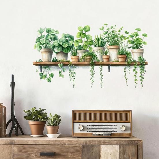 Green Plants Leaves Wall Decals Hanging Vine Wall Stickers Removable Peel And Stick Wall Art Murals for Kids Bedroom TV Background Home Decor