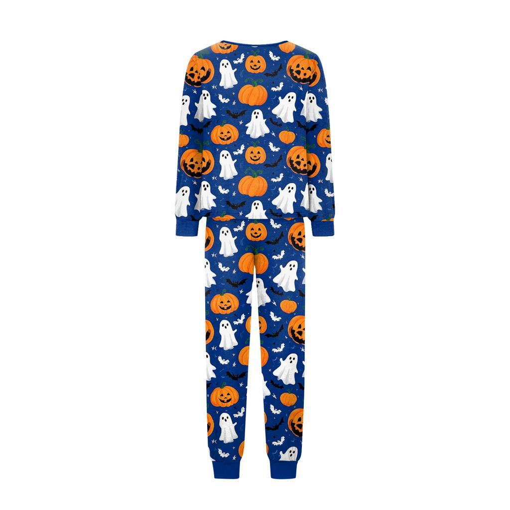 Family Matching Halloween Printed Loungewear Set with Long Sleeve Top and Pants for Women, Men and Kids