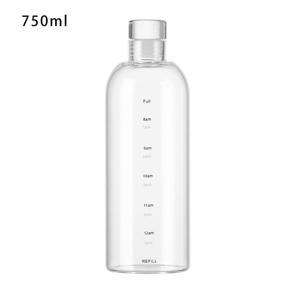 

Бутылка для напитков Стеклянная посуда Фитнес с отметкой времени Прозрачная Дорожная Спортивная Стеклянная Бутылка для воды 750ml