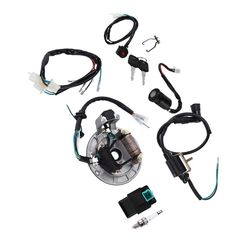 Ignition Coil CDI Spark Plug Wire Harness Magneto Stator Kit for 50cc ‑140cc Kick Start Dirt Pit Bike ATV