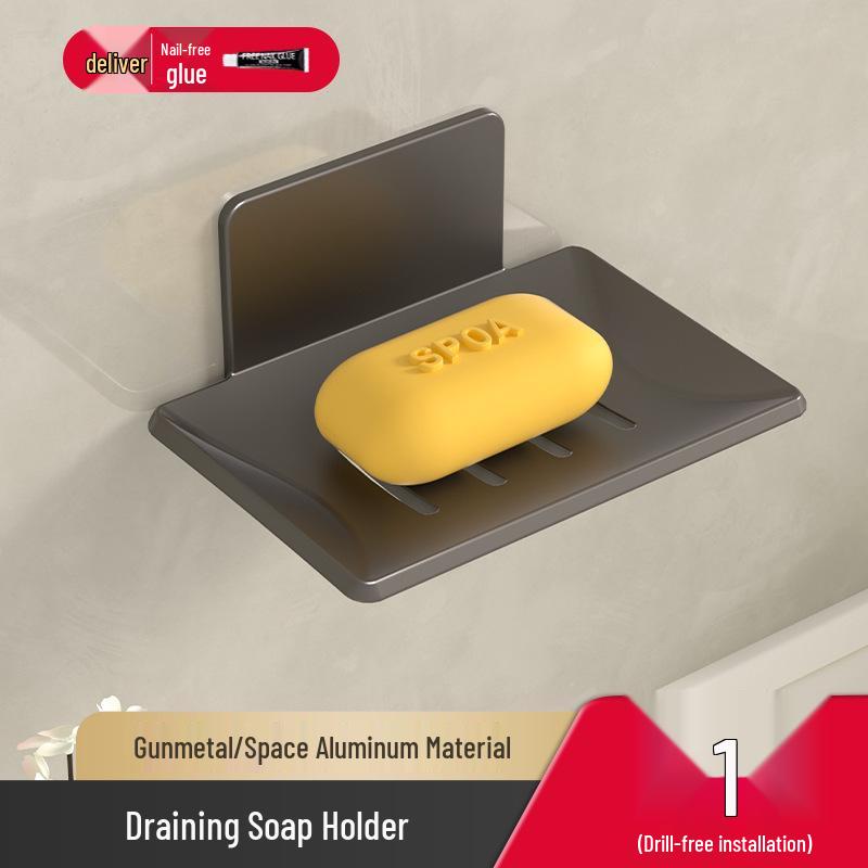 Wall-Mounted Aluminum Soap Holder: No Water Accumulation, Space-Saving Bathroom Dish.