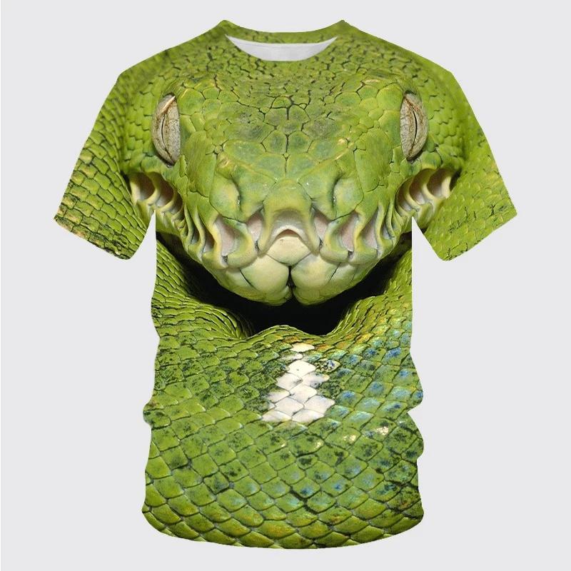 Summer Cool and Breathable Animal Snake Pattern Men's T-shirt Fashion Casual Cool Street Fashion Harajuku Round Neck Short Sleeved T-shirts
