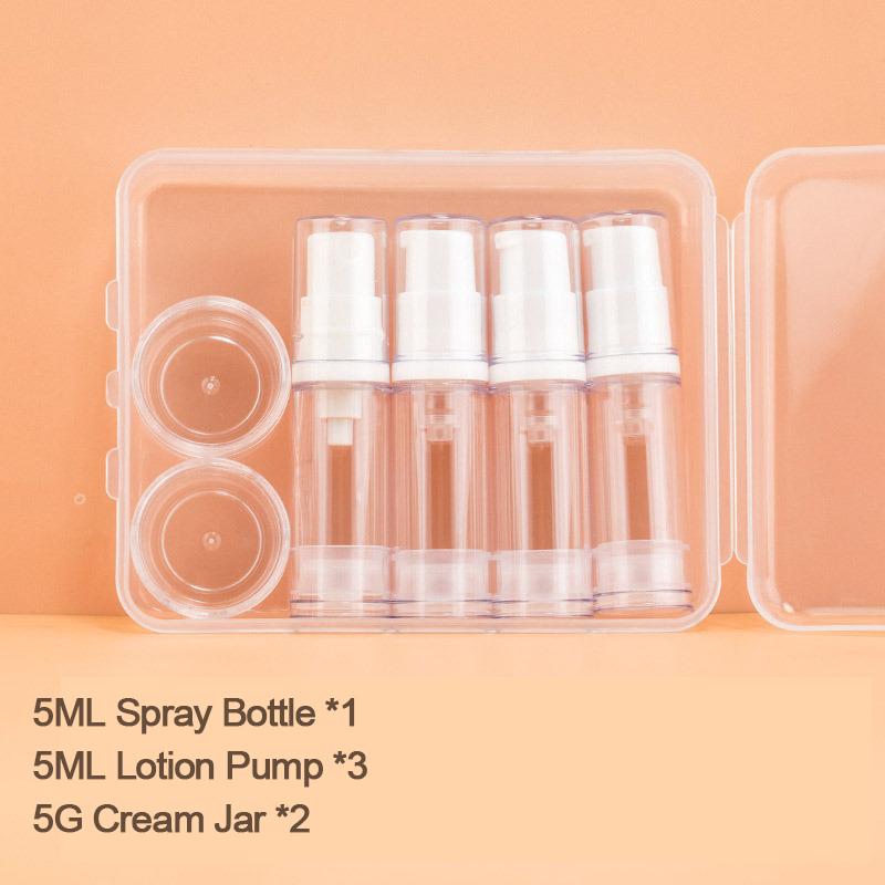 1 Set 5/10ML Clear Empty Refillable Airless Vacuum Pump Cream Lotion And Spray Sample Packing For Toiletries Portable Bottle Set