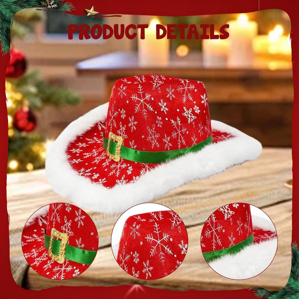 Christmas Cowboy Hat Funny Decorative Unisex Holiday Cap for Stage Performance