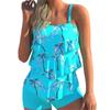 Ruffle Flounce Bathing Suit Fashion Two Pieces Tankini Swimsuit Summer  Top Swimwear with Boyshorts for Women Female