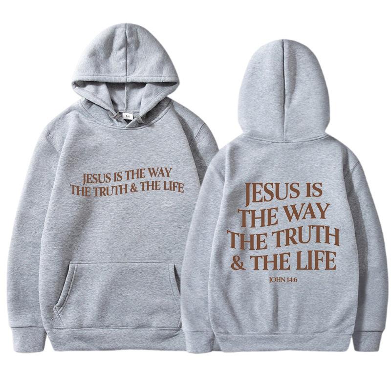

JESUS IS THE WAY THE TRUTH Winter new hooded sweatshirt for women Korean loose ins long sleeve plus velvet thick top 3XL