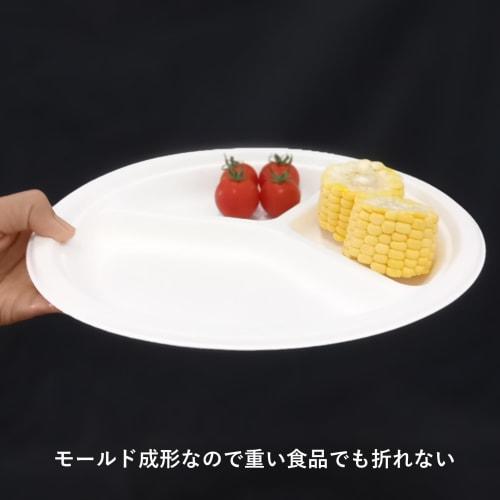 Disposable Bagasse Plates, Eco-Friendly and Durable, Flat Plates with 3 Large Dividers, 50 Plates, Perfect for BBQs and Parties, Can Be Discarded with