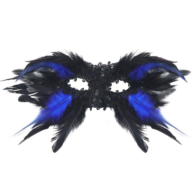 Gothic Halloween Burst Feather Mask Feather Half Face Mask, Performance Prom Eye Mask Sequins Premium Mask