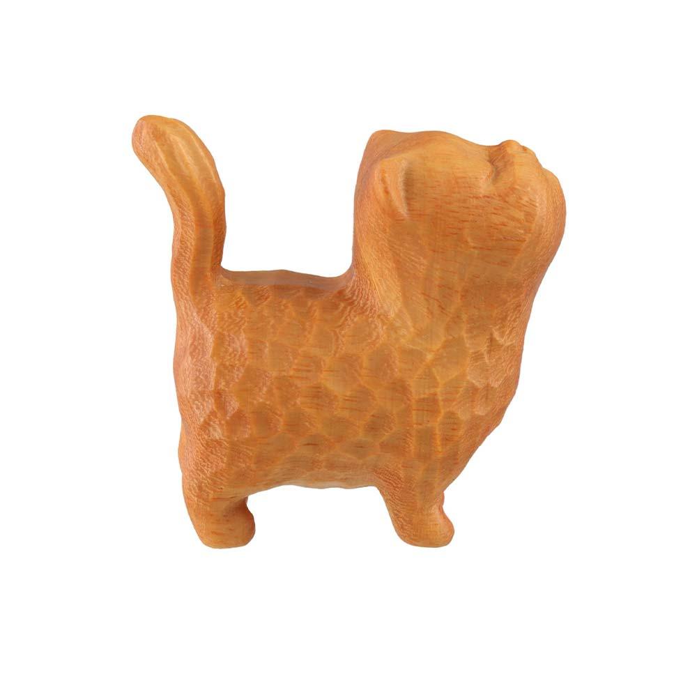 Tiny Wooden Cat Statue Hand-carved Animal Figurine Cat Model Crafts Cat Sculpture  Kids Gifts