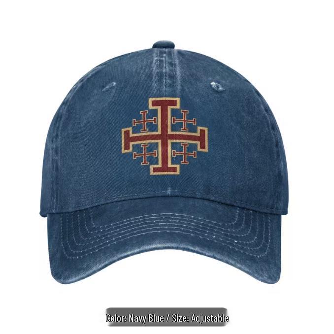 Trendy Unisex Distressed Wide-Brim Baseball Cap with Cross Embroidery - Slim-Fit Duckbill Design for Sun Protection