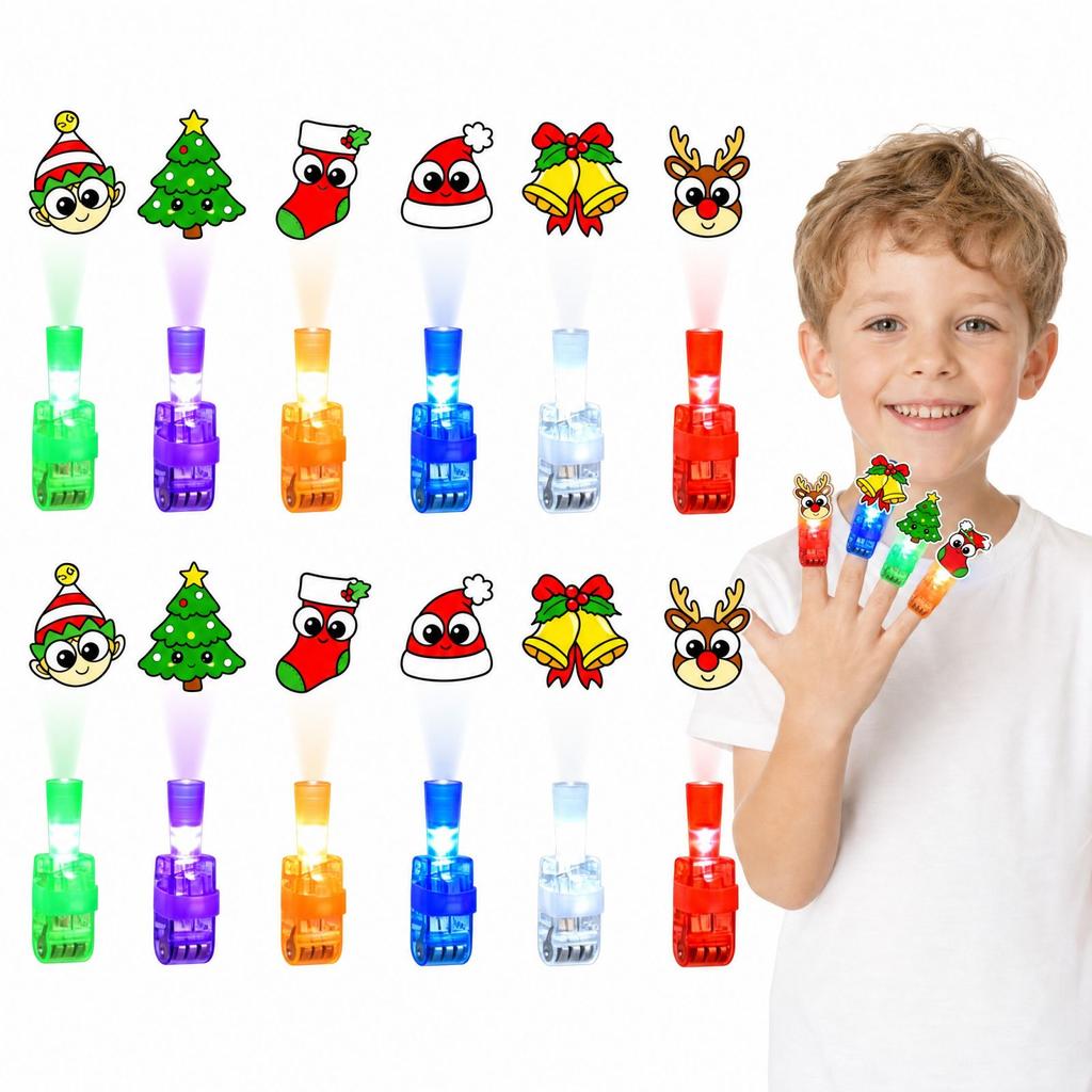 36 Pack Christmas and Halloween Projector Finger Lights, Party Favors, Light Up Toys