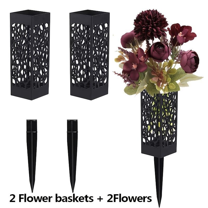 

2 букета с имитацией кладбищных цветов и 2 корзины с цветами для захоронения, фиолетовая роза, гортензия, смешанная с букетами с имитацией цветов 2 flower baskets + 2 flowers