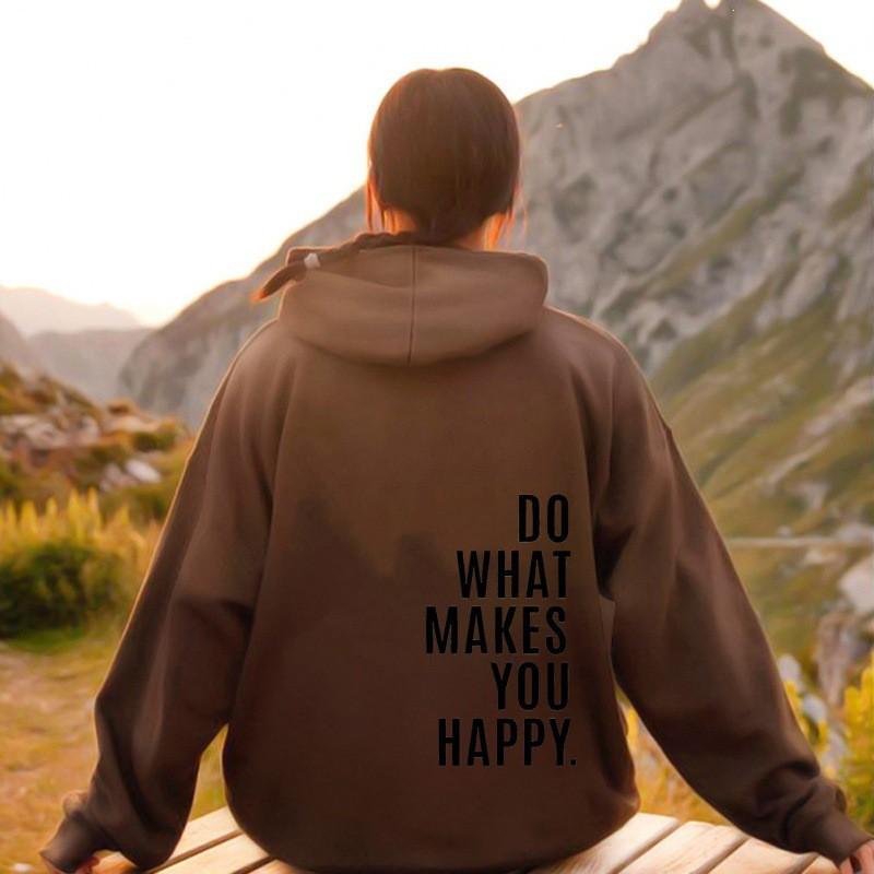 Womens Hooded Sweatshirt Streetwear Loose Fit Long Sleeve Printed Pullover Casual Top