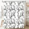 Tenda da Doccia Floreale Modello Botanico Bianco Nero Arredo Bagno Rivestimento Impermeabile Stile Rustico Fattoria Natura Appeso Artistico a Parete