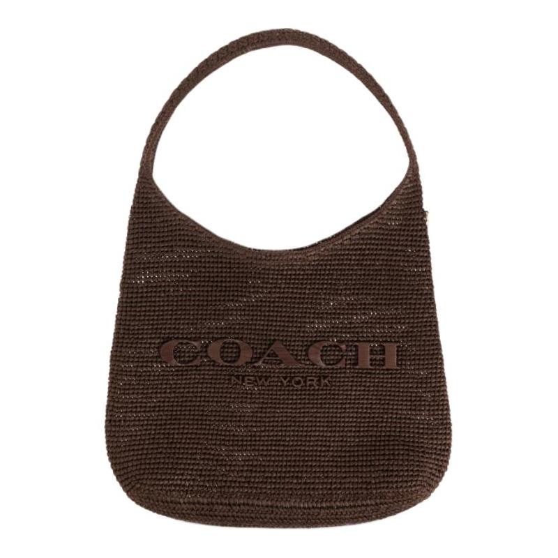 

COACH Brooklyn 40 mesh texture design brand logo cellulose material shoulder bag large size women s brown коричневий