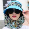 Women Summer Anti-Uv Sun Hat Outdoor Foldable Floral Print Caps Neck Face