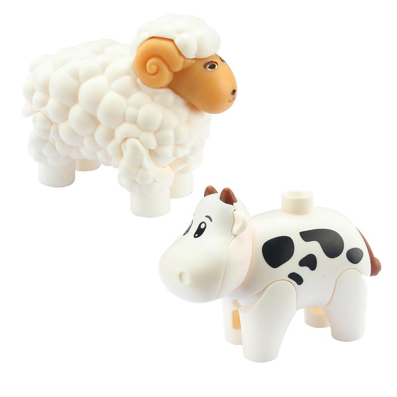 Big Building Blocks Animals Parts Zoo Sets Dinosaur Assemble Accessory Compatible Duplon Bricks Jurassic Toys for Children Gift