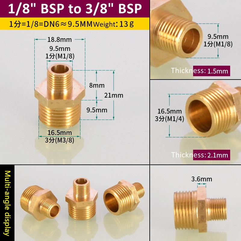 Brass Pipe Hex Nipple Fitting 1/8" 1/4" 3/8" 1/2" 3/4" 1" BSP Male Thread Quick Adapter Coupler Connector for Water Oil Gas