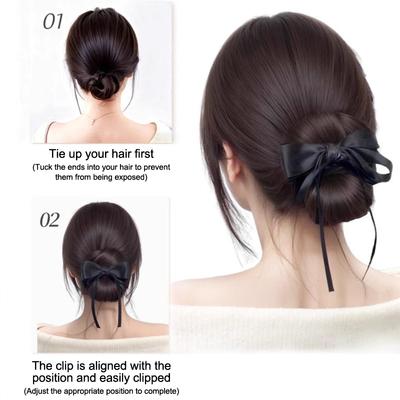Tiefer Dutt Perücke Haarspange Clip-In Messy Bun Haarteil Gerade Haarverlängerung für mühelose Hochsteckfrisur Synthetische Kralle Messy Hair Dutt für Frauen