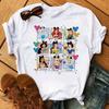 Funny Summer Disney Villains Printed Women T Shirts Round Neck Y2k Clothes Cartoon Graphic T Shirts 90s Female Tops Tees