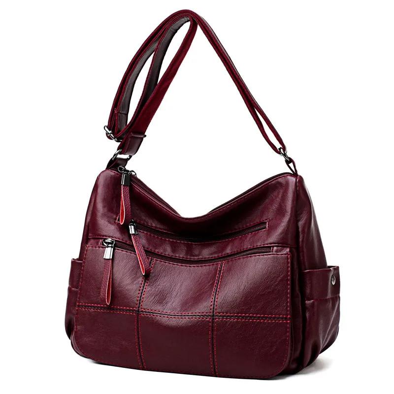 

2 Layers Genuine Brand Leather Shoulder Messenger Luxury Handbags Women Bags Designer High Quality Crossbody Bags for Women Sac бордовый