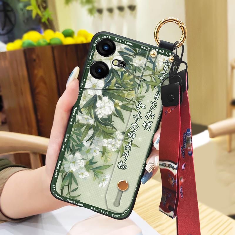 Kickstand Anti-knock Phone Case For Tecno Pova Neo3/LH6N Fashion Shockproof Lanyard Back Cover Soft case Chinese style