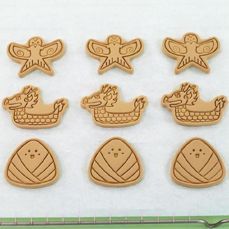 2/3Pcs Cartoon Pattern Printing Cookie Cutter Mold DIY Kites Zongzi Boats Mold