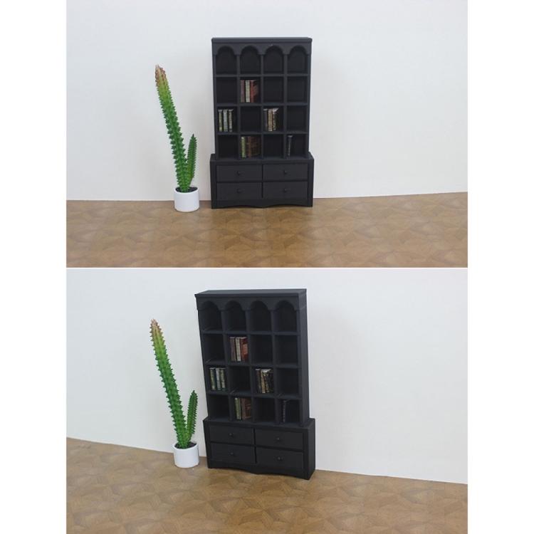 Classical Miniature Bookshelf Cabinet 1/12 Dollhouses Storage Organizer Kids Learning Activity Dollhouses Scene Setting