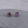 Natural Amethyst Stud Earrings , Handmade Sterling Silver Earrings , Healing Stone Studs , New Beginning Earrings , Gift for Her