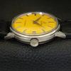 SWISS VINTAGE ENICAR STAR JEWELS HAND-WINDING MENS YELLOW DIAL WATCH a703029-1