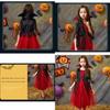 Costume de Cosplay Vampire Méchant d'Halloween pour Enfants Jupe en Tulle Rouge Fête Déguisée