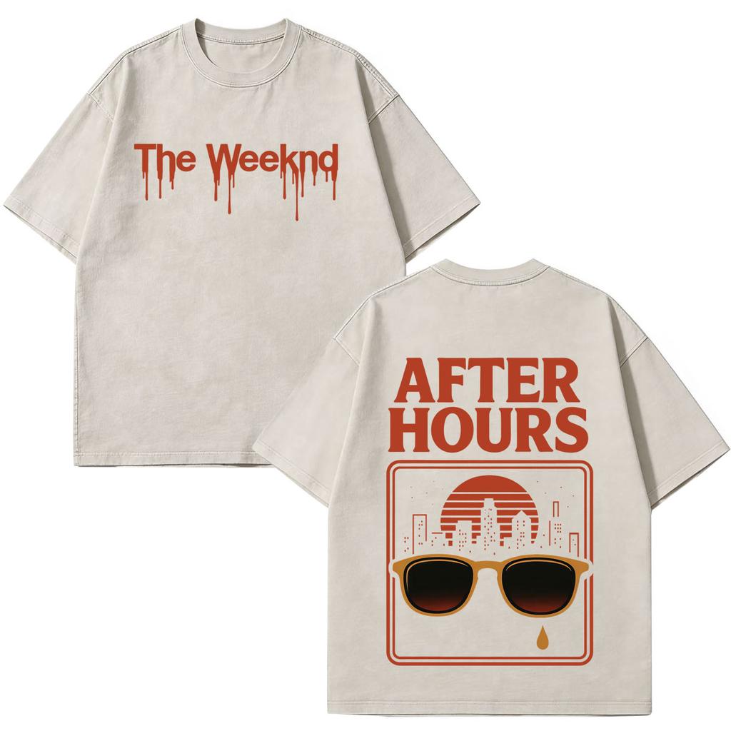 The Weeknd After Hours Til Dawn Tour 2026 Print Vintage Washed Tshirts Men Women Fashion T Shirt Casual Short Sleeve Tshirts