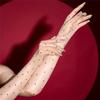 Sexy Women Dot 1D Thin Glove Elastic Oil Glossy Shiny Long Finger Glove Sheer See Through Long Glove Driving Dance Gloves