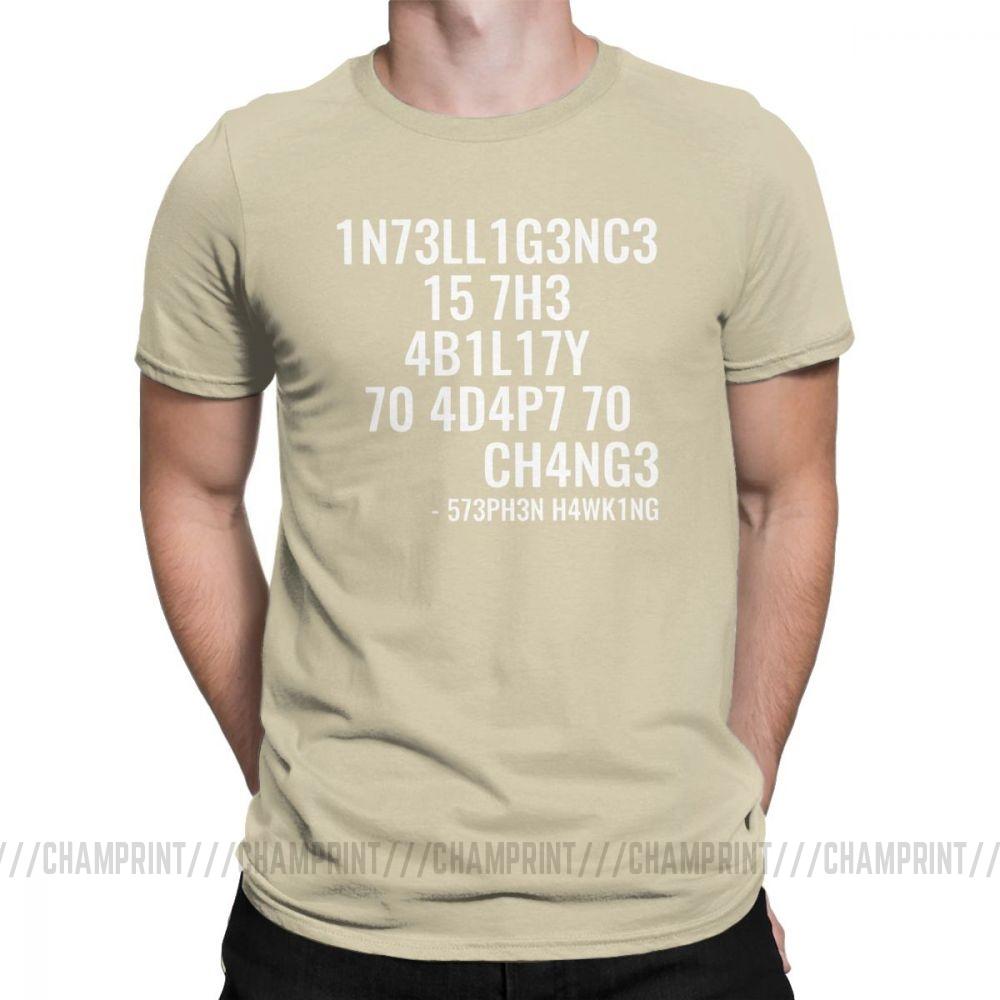 Men T Shirts Intelligence Funny Intelligence Is The Ability To Adapt To Change Tee Shirt Round