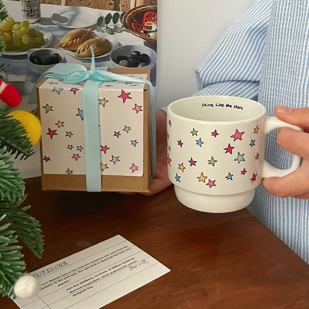 Kolorowy kubek w kształcie gwiazdy z uroczym uchwytem, ​​ceramiczny kubek do kawy