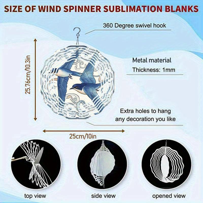 10 Inch Hanging Wind Spinner with 360 Degree Hook for Balcony Garden Decor Spring Summer Outdoor Decoration