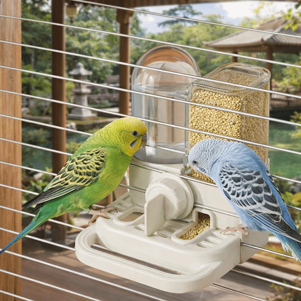 Large Capacity Automatic Bird Feeder No Spill Bird Drinker Bird Food Container  Indoor