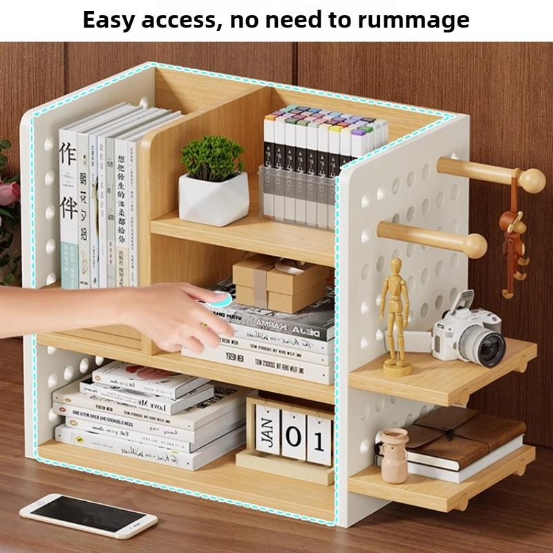 Modern Industrial Desktop Organizer Shelf Multifunctional Office File Display Rack with Pegboard Multi-Tier Storage Solution Uni